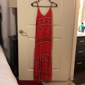 Red Cross-Back Bohemian Style Old Navy Maxi Dress
